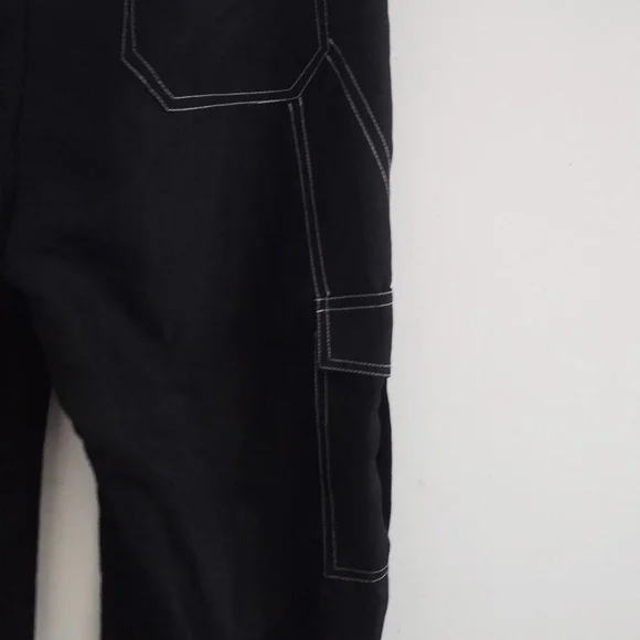 NWT Shein Ez Wear White Stitching Lightweight Wide Leg Cargo Y2K Pants - Picture 7 of 10
